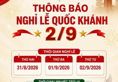 THÔNG BÁO NGHỈ LỄ QUỐC KHÁNH 2-9